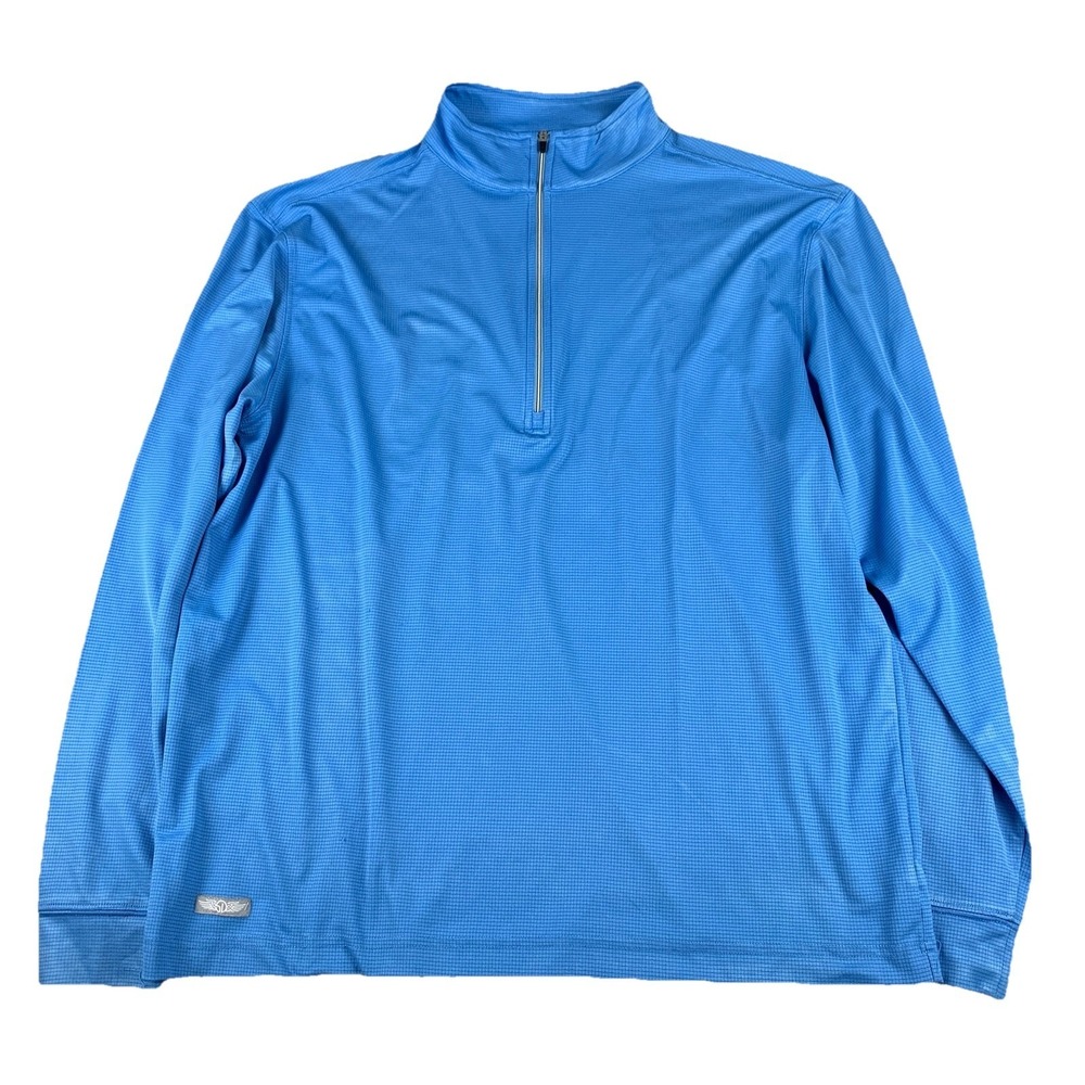 Straight Down 1/4 Zip Golf Pullover Men's Blue Performance Sunprotect - Size M